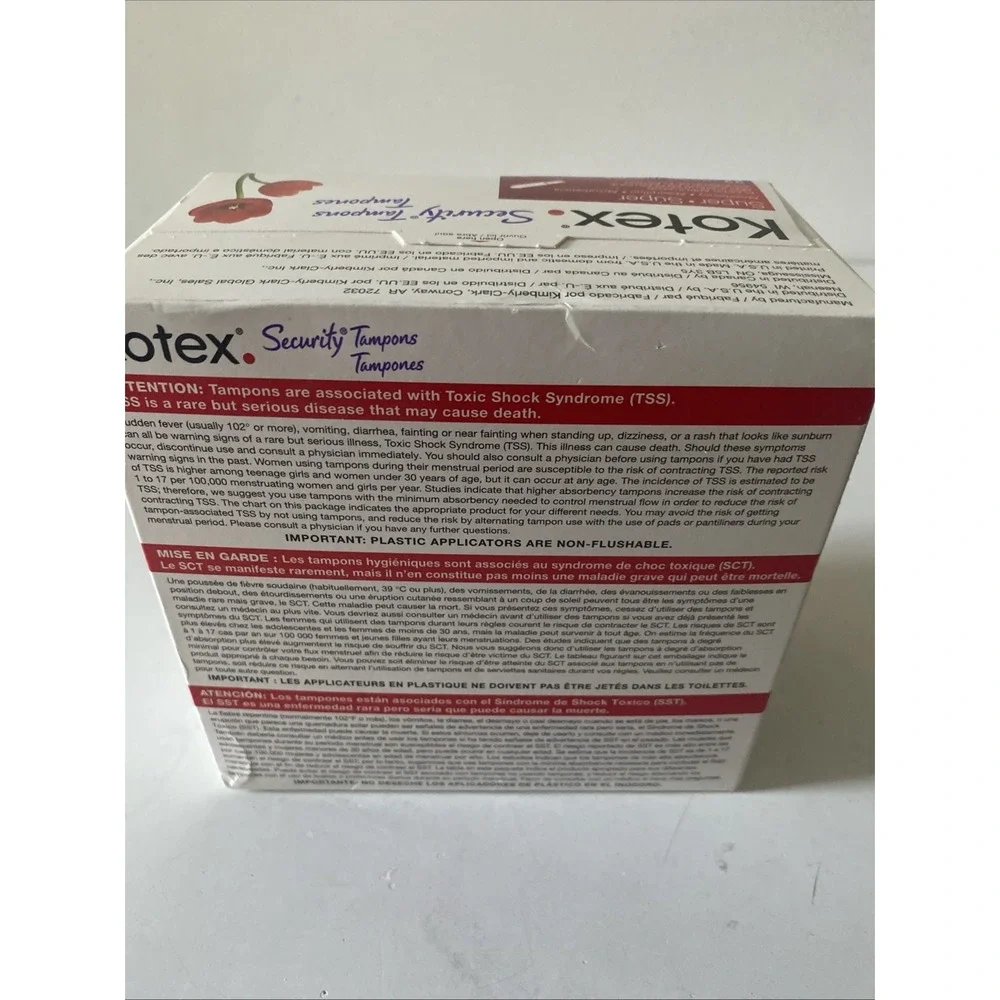 Kotex Security Tampons Super (2004)Cotton 22 Count Prop Discontinued Unscented